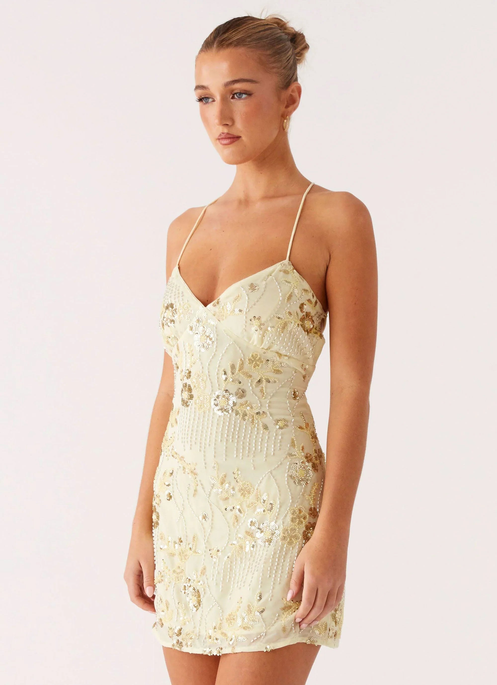 Vietta Sequin Cami Mini Dress - Yellow