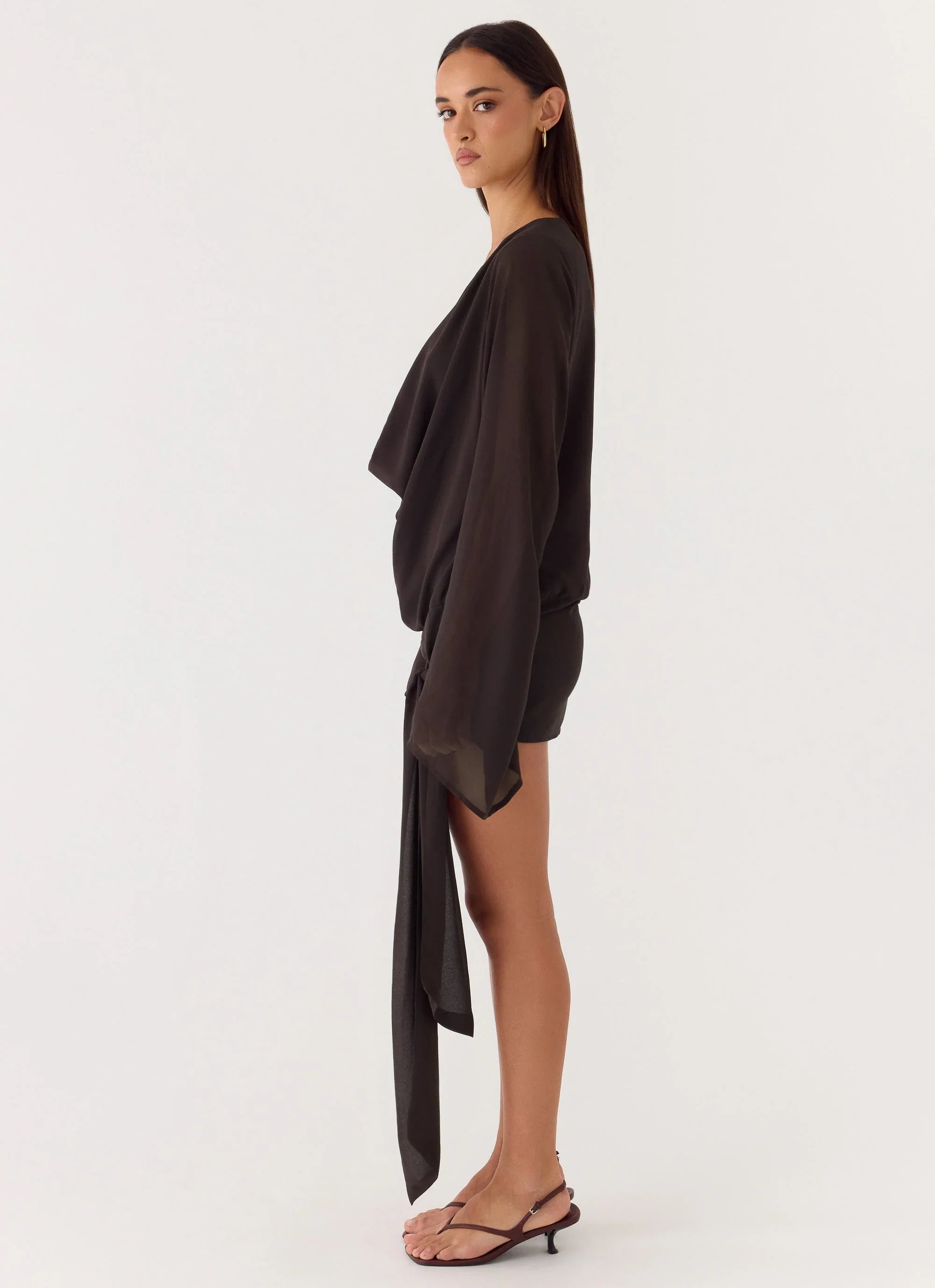 Sorrel Long Sleeve Mini Dress - Chocolate