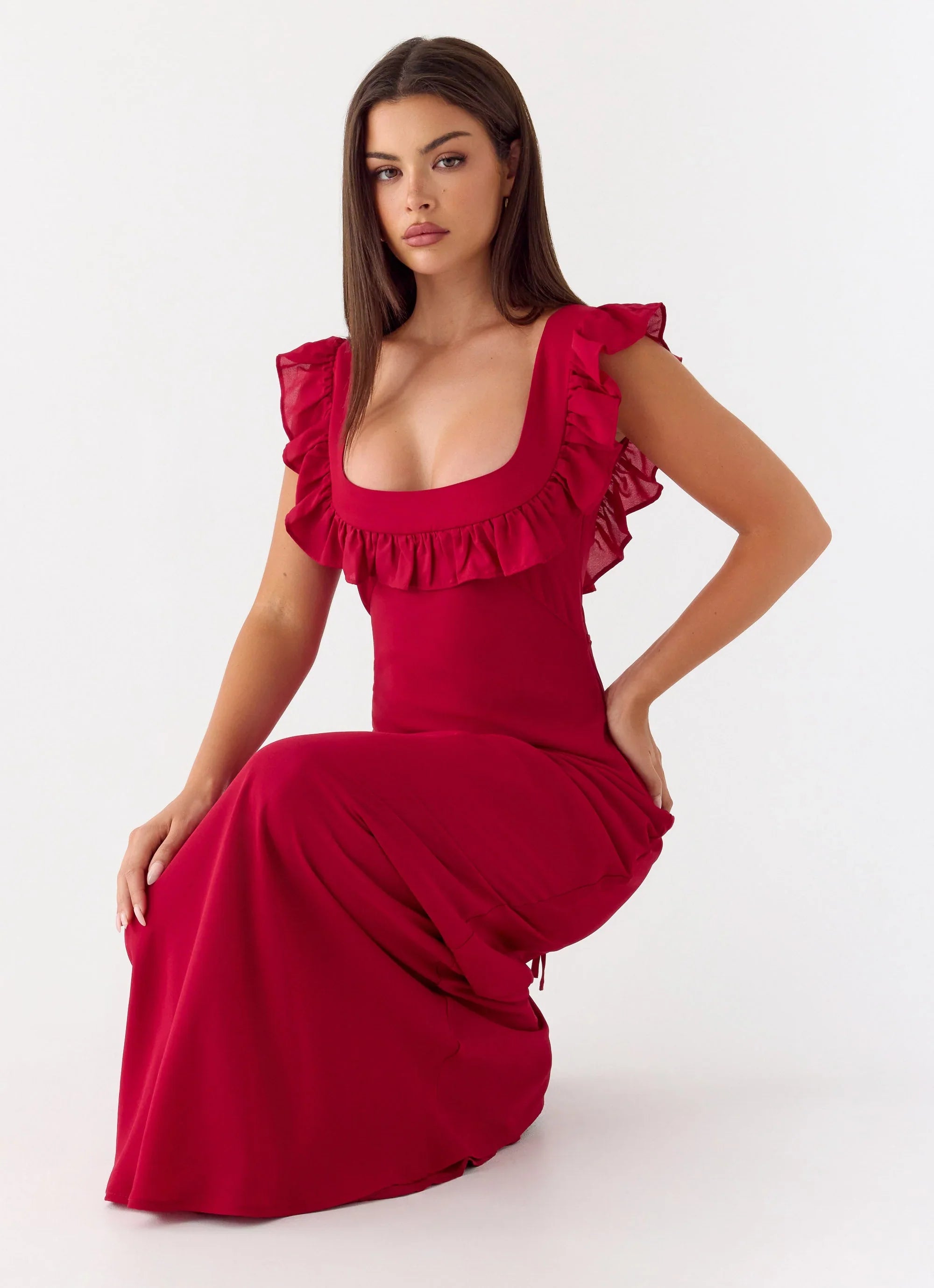 Malina Maxi Dress - Deep Red